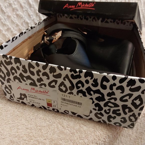 Gold Studded Double Ankle Strap Bootie Heels, Back Zip - Picture 5 of 8